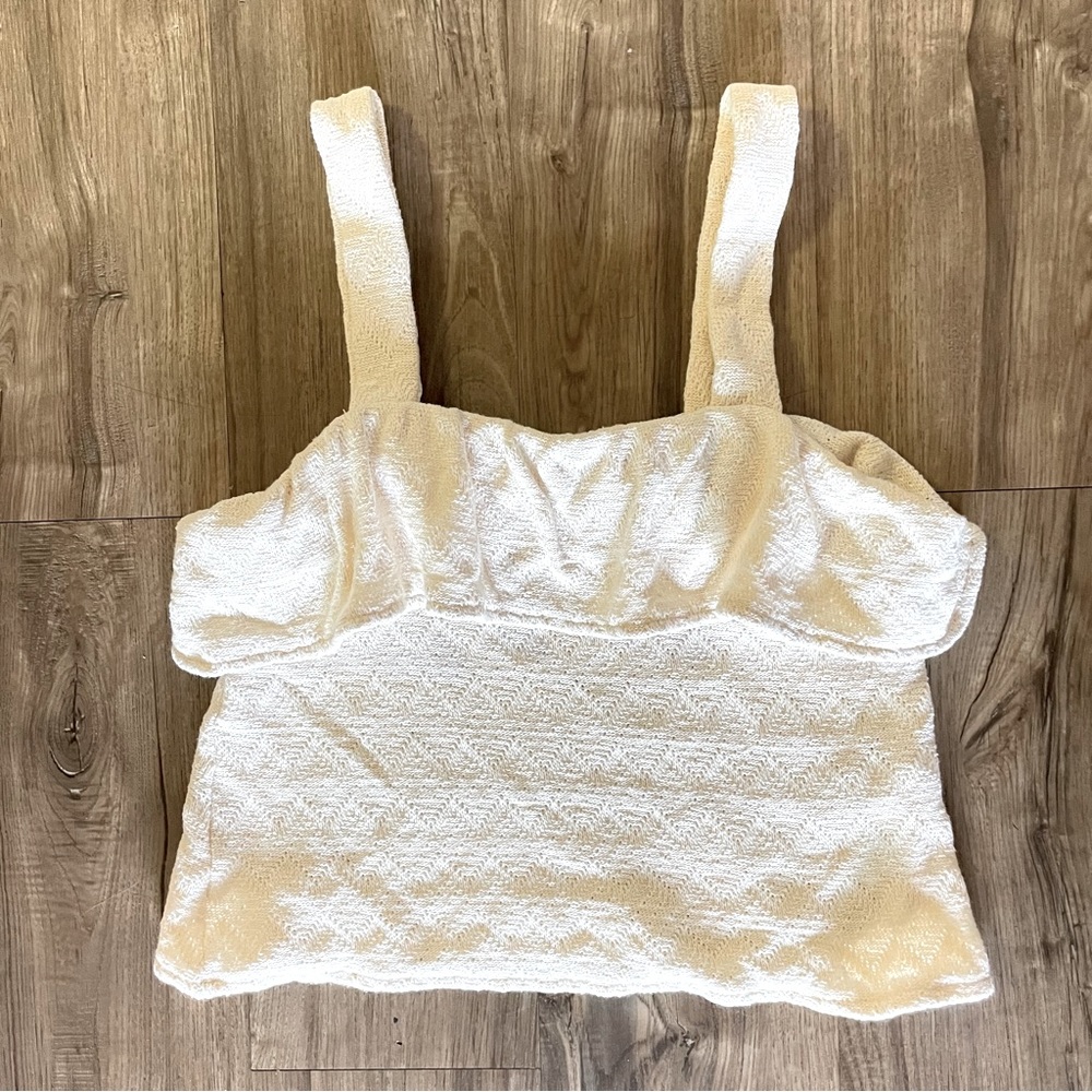 Madewell Off white crochet styled top